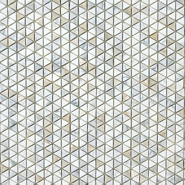 Calacatta Gold Triangular Hex Tumbled Marble Mosaic Tumbled