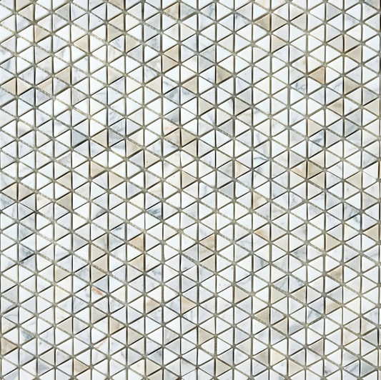 Calacatta Gold Triangular Hex Tumbled Marble Mosaic Tumbled
