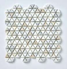 Calacatta Gold Triangular Hex Tumbled Marble Mosaic Tumbled