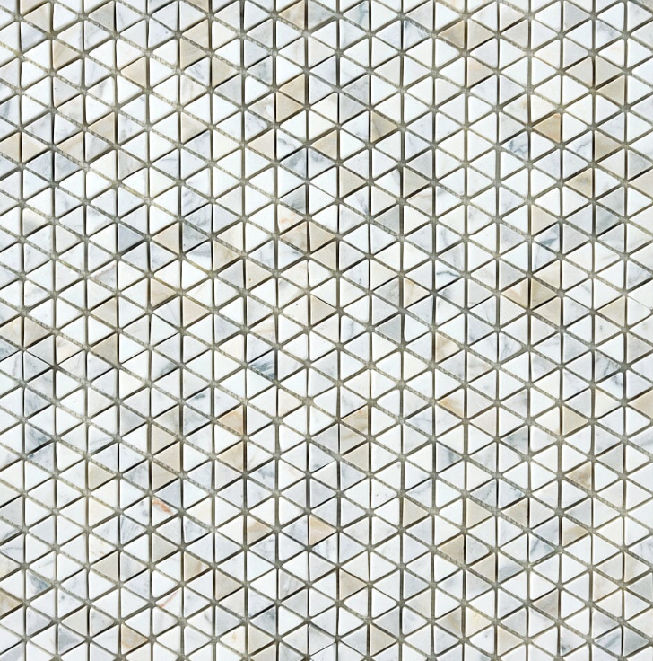 Calacatta Gold Triangular Hex Tumbled Marble Mosaic Tumbled