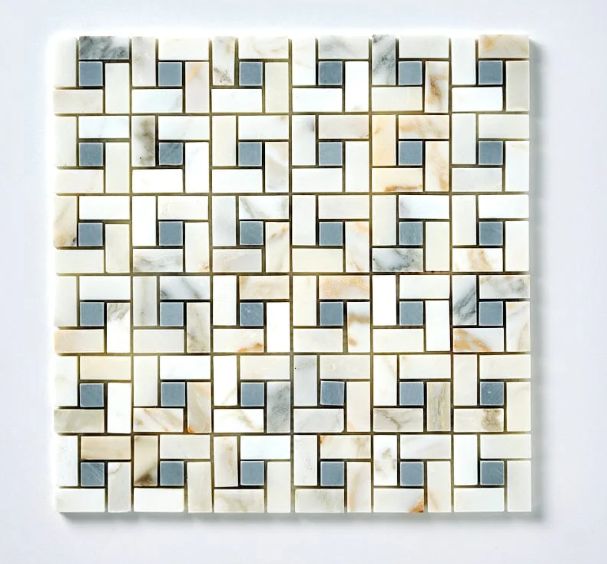 Calacatta Gold & Gray Pinwheel Marble Mosaic Polished