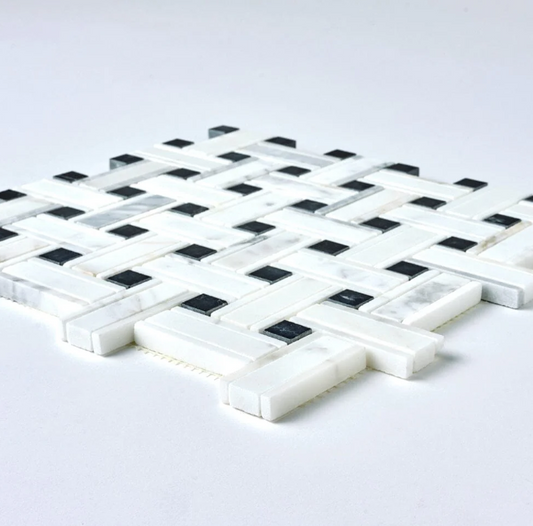Lux Calacatta Noir Basketweave Mosaic Honed- 1 sqft