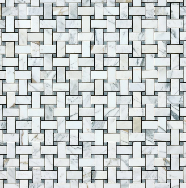 Calacatta Grigio Basketweave Mosaic Polished-1sqft