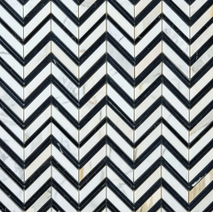 Calacatta Noir Grand Chevron Marble Mosaic Honed