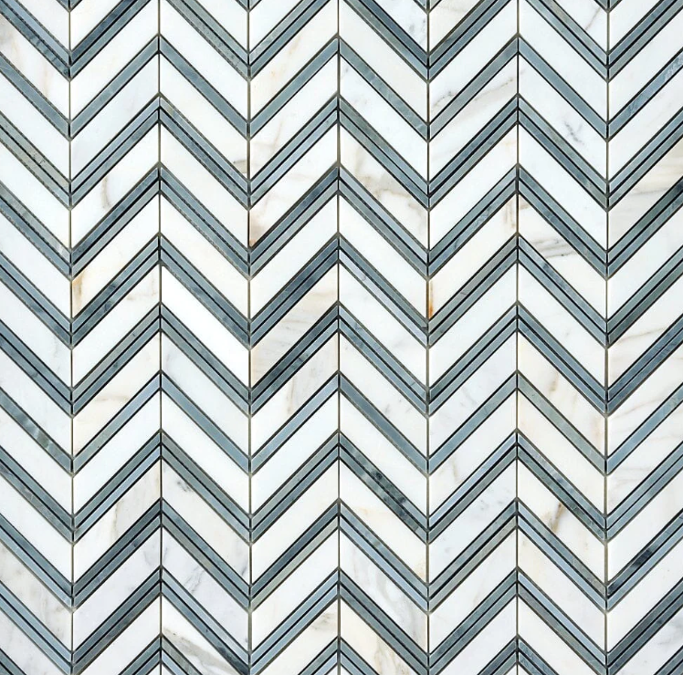 Calacatta Grigio Grand Chevron Marble Mosaic Honed