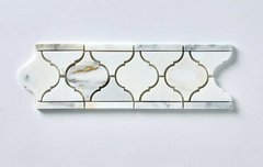 Calacatta Gold Marble 4x12 Arabesque Border Honed