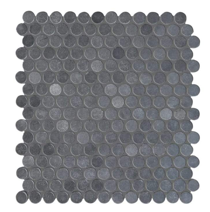 Black Basalt Penny Round Honed Mosaic Tile HONED-1 sheet