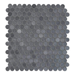 Black Basalt Penny Round Honed Mosaic Tile HONED-1 sheet