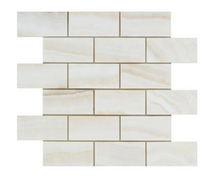 White Onyx Vein Cut 2x4 Brick Mosaic Tile Polished