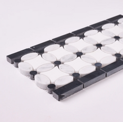 Florita Thassos + White Carrara + Black Marble Border Honed