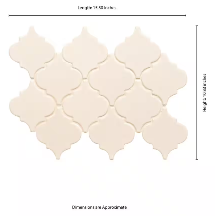 Antique White Arabesque 11 in. x 15 in. Glossy Ceramic Mesh-Mounted Mosaic Floor and Wall Tile by MSI (11.7 sq. ft. /case)