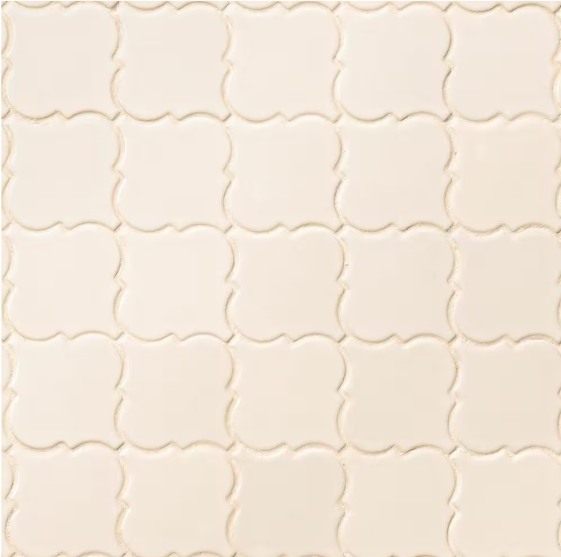 Antique White Arabesque 11 in. x 15 in. Glossy Ceramic Mesh-Mounted Mosaic Floor and Wall Tile by MSI (11.7 sq. ft. /case)