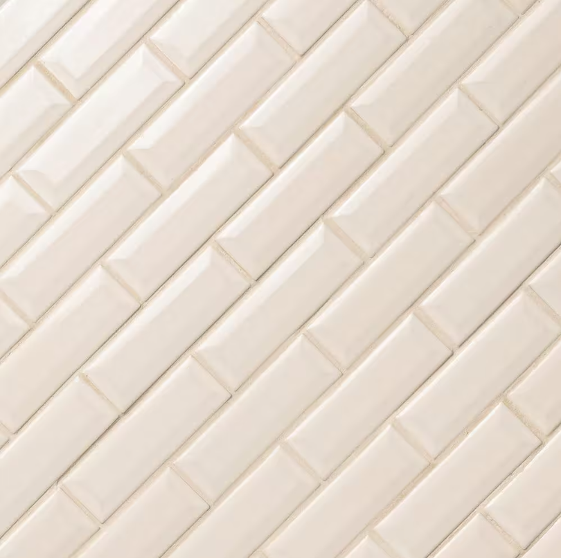 Antique White Beveled 12 in. x 12 in. Glossy Ceramic Patterned Look Wall Tile by MSI (10 sq. ft./Case)