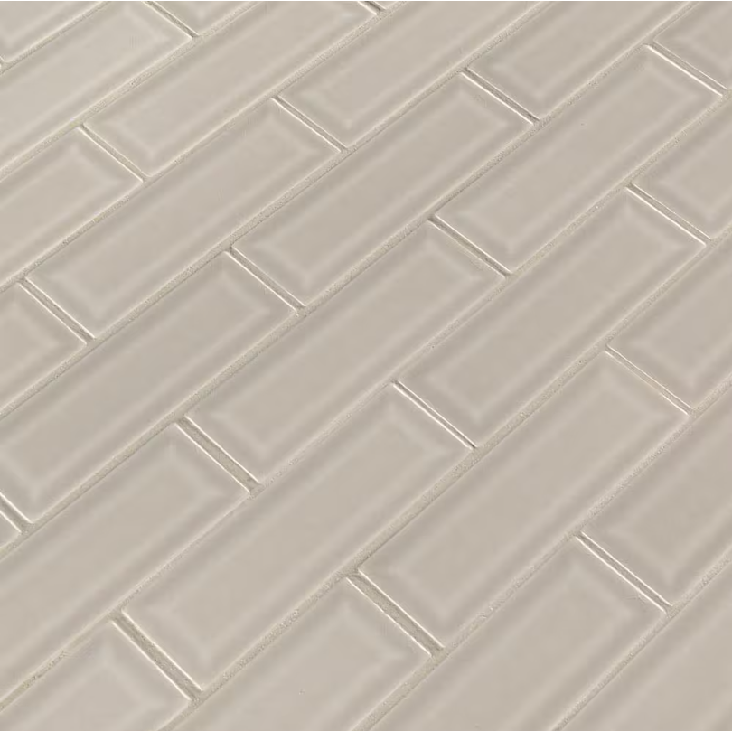 Portico Pearl Beveled 12 in x 12 in. Glossy Crackled Ceramic Mesh-Mounted Mosaic Wall Tile by MSI (10 sq. ft./Case) 94