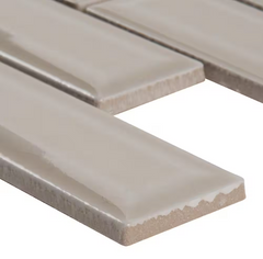 Portico Pearl Beveled 12 in x 12 in. Glossy Crackled Ceramic Mesh-Mounted Mosaic Wall Tile by MSI (10 sq. ft./Case) 94