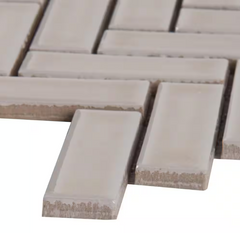 Portico Pearl Herringbone 11 in. x 12 in. Glossy Crackled Ceramic Mesh-Mounted Mosaic Tile by MSI (9.86 sq. ft./Case)