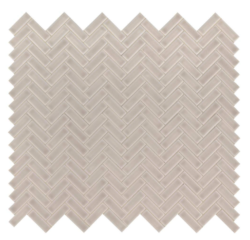 Portico Pearl Herringbone 11 in. x 12 in. Glossy Crackled Ceramic Mesh-Mounted Mosaic Tile by MSI (9.86 sq. ft./Case)