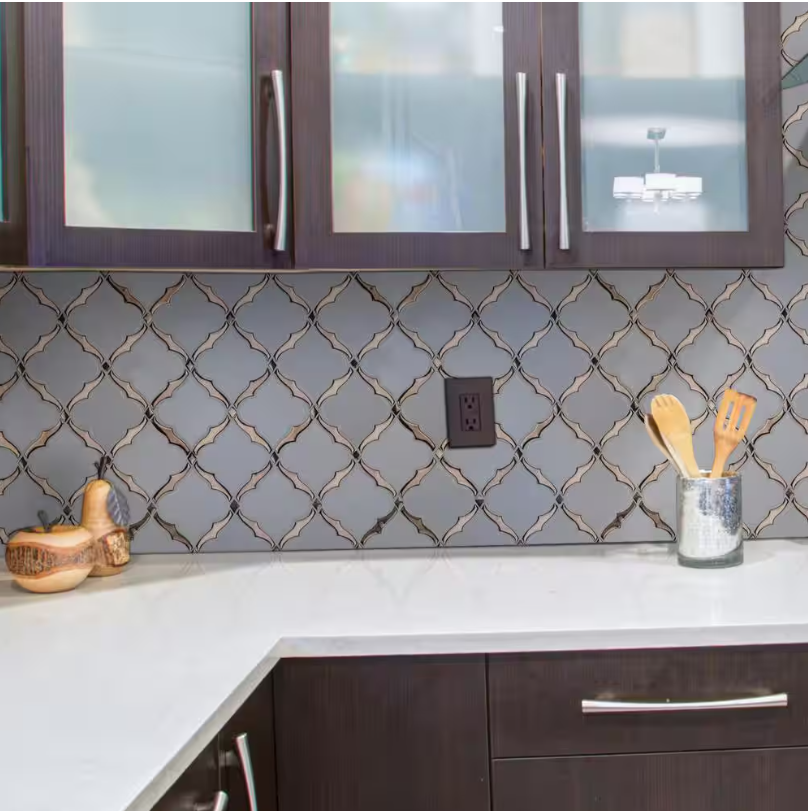 Victorian Light Arabesque 10.83 in. x 15.5 in. Glossy Porcelain Floor and Wall Tile by MSI (10.4 sq. ft./Case)