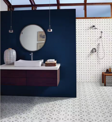 Calacatta Gold Italian Marble with Bianco Dolomite Triangles Geometrica Mosaic Tile Honed (Matte)