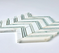 Calacatta Gold & Green Grand Chevron Marble Mosaic Polished