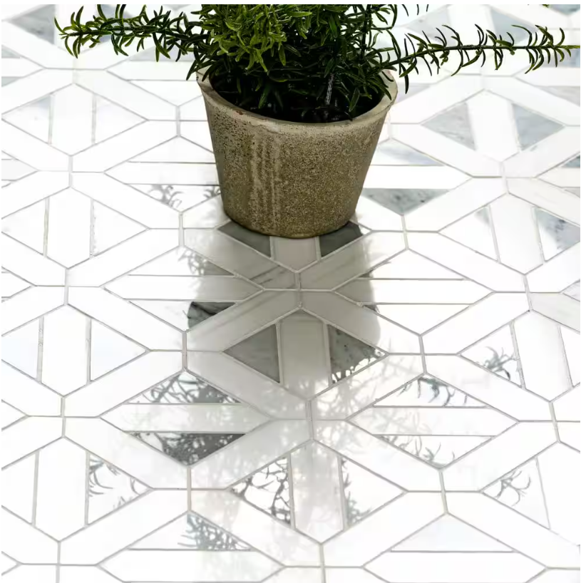 Calacatta Gold Italian Marble Geometrica Mosaic Tile Honed (Matte)