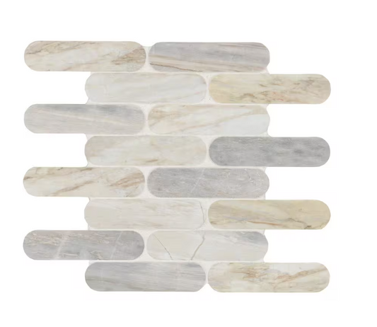 Angora Ellipse 12 in. x 12 in. Polished Marble Mesh-Mounted Mosaic Floor and Wall Tile by MSI (9.6 sq. ft. /Case)