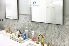 Calacatta Gold Italian Marble Leaf Shape Mosaic Tile Polished (Glossy)