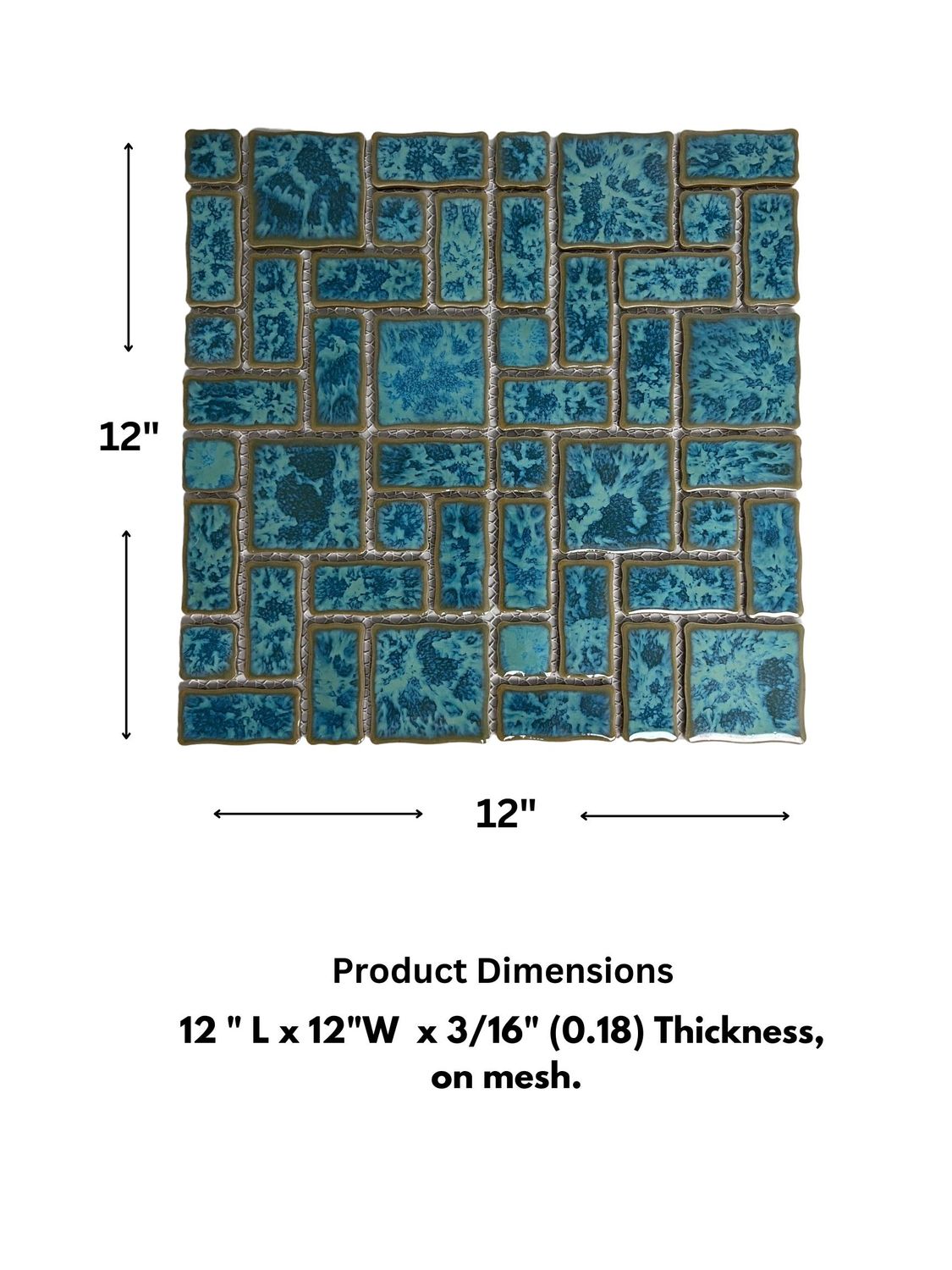 Tenedos TBHMD-RDM-PL Ocean Green Jellyfish Random Sized Porcelain Glazed Pool Mosaic Floor and Wall Tile for Backsplash, Kitchen, Bathroom, Swimming Pool