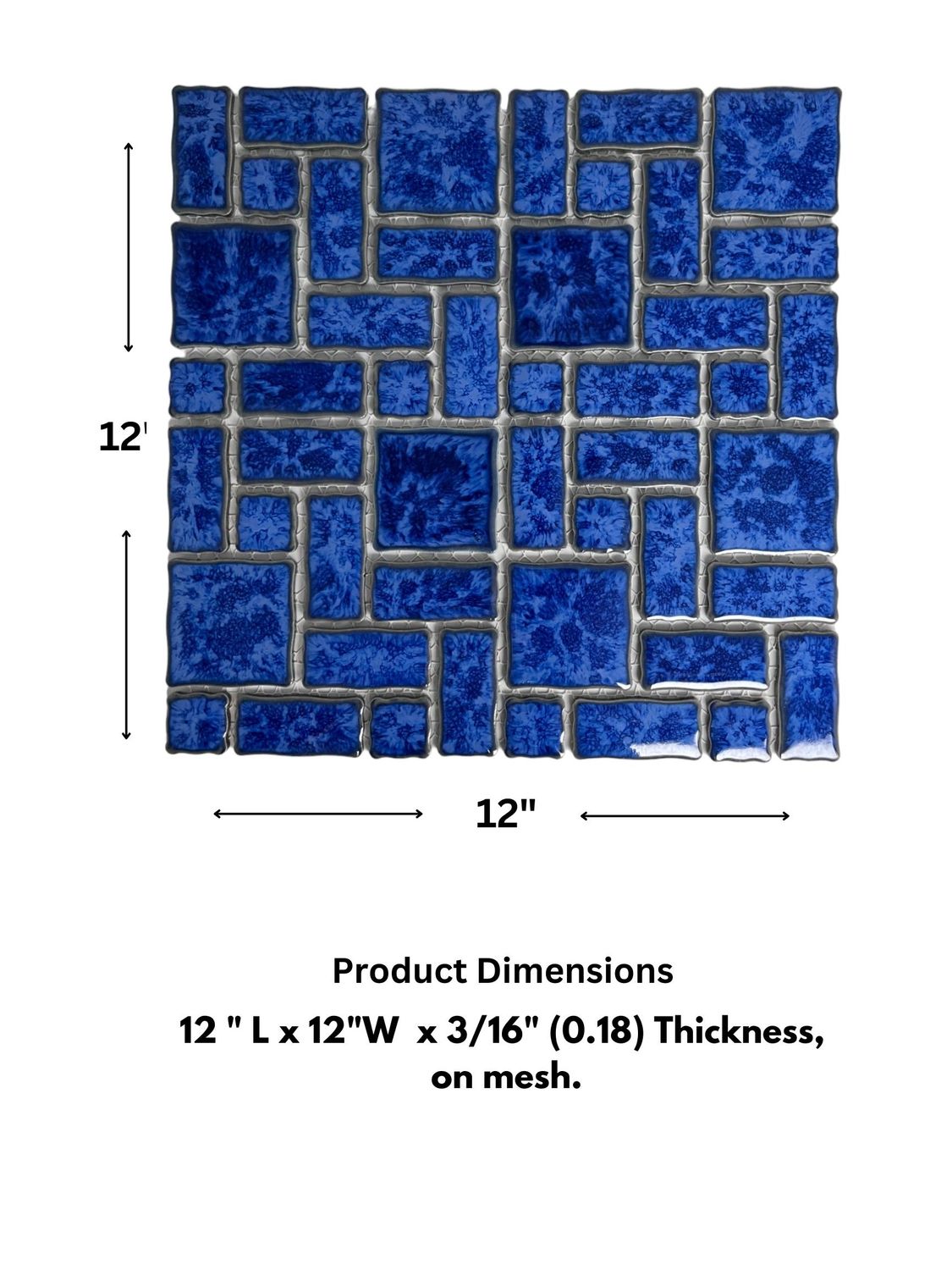 T‎PACFD-RDM-PL Ultramarine Blue Random Sized Wavy Edges Porcelain Glazed Pool Mosaic Floor and Wall Tile for Backsplash, Kitchen, Bathroom, Swimming Pool