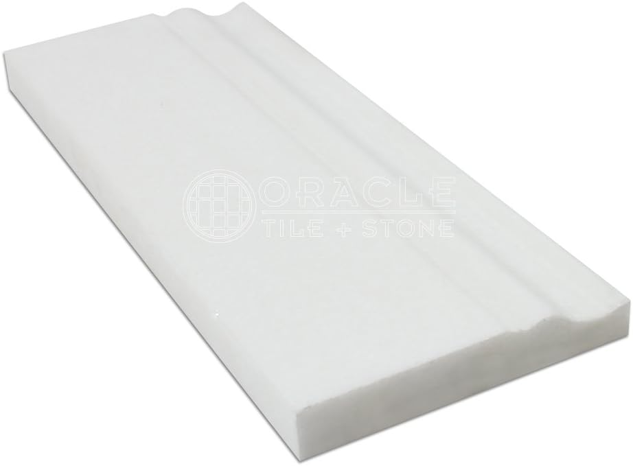 Thassos White Greek Marble Baseboard Trim Molding, Polished