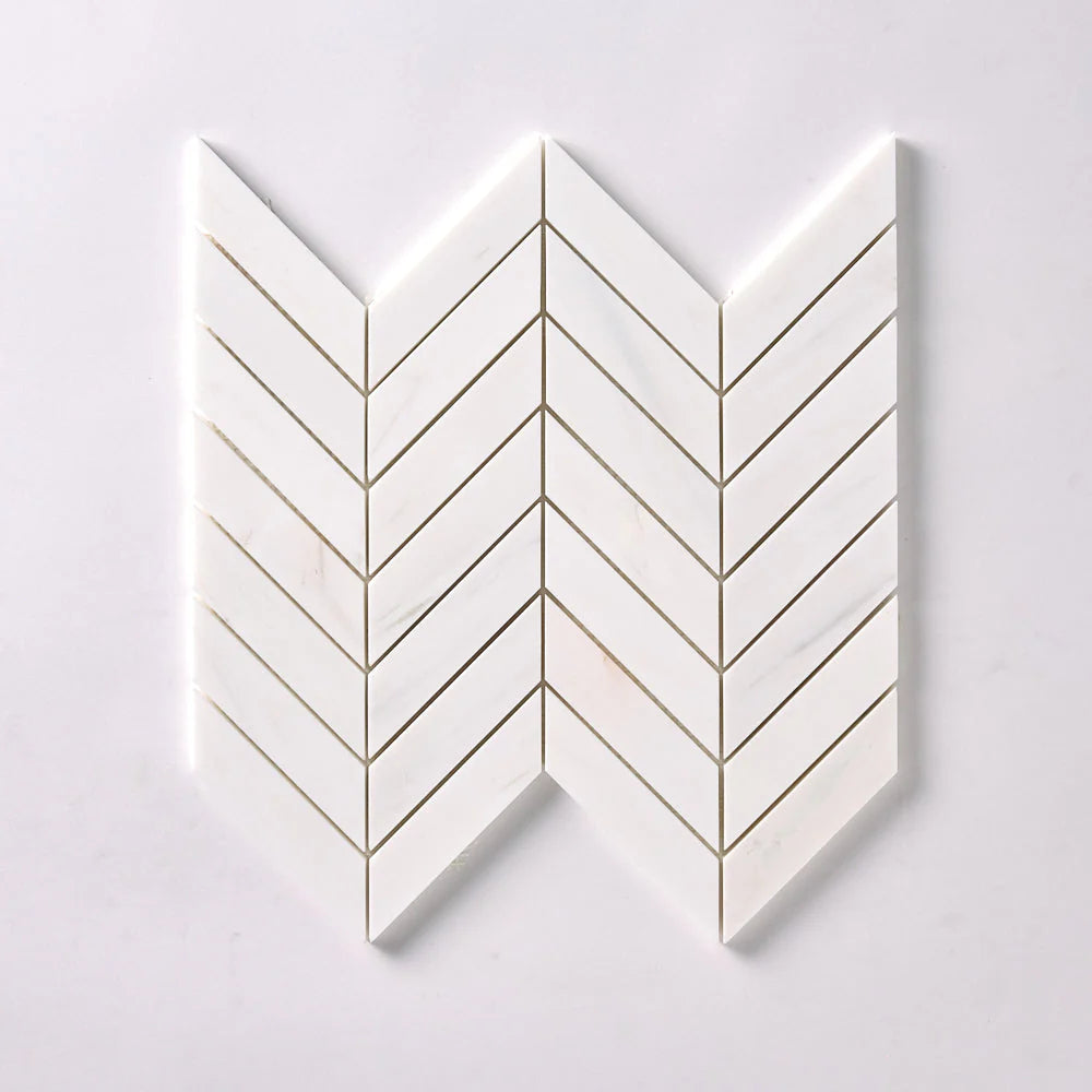 Tenedos Bianco Dolomite Chevron Mosaic Polished/Honed