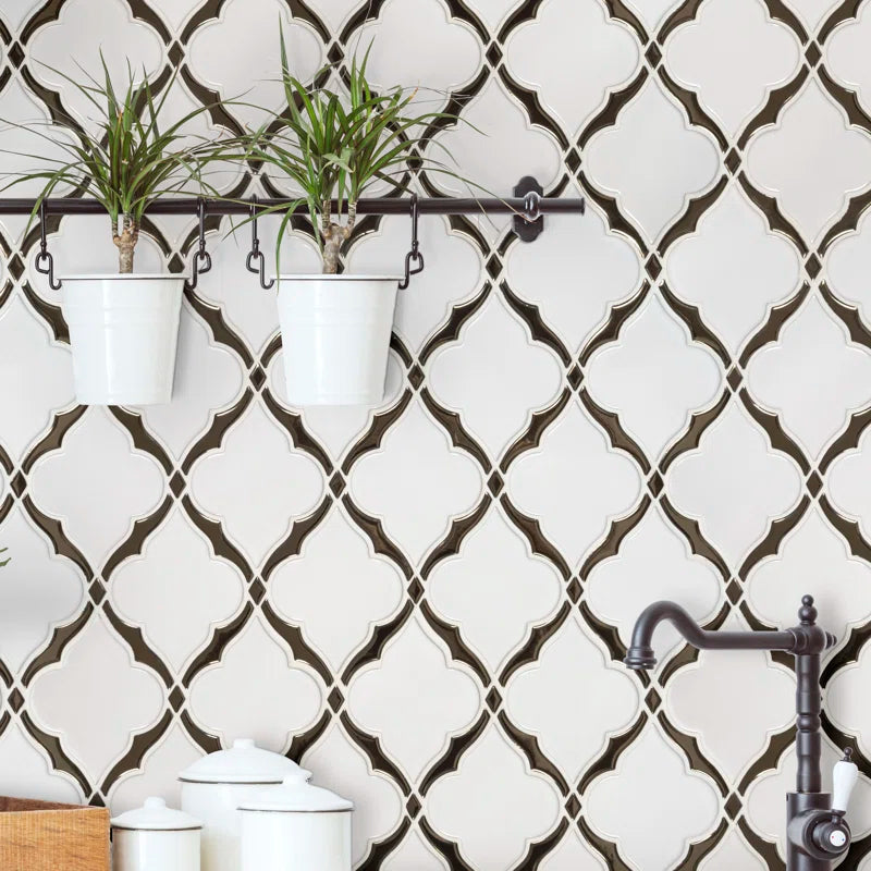 Victorian Light Arabesque 10.83 in. x 15.5 in. Glossy Porcelain Floor and Wall Tile by MSI (10.4 sq. ft./Case)