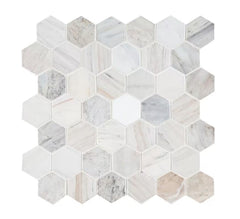 Angora Hexagon 11.75 in. x 12 in. x 10mm Honed Mosaic Marble Floor and Wall Tile (9.8 sq. ft./Case)