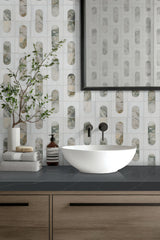 Bianco Dolomite Moderno 12" X 12" Polished Marble Mosaic Floor And Wall Tile by MSI