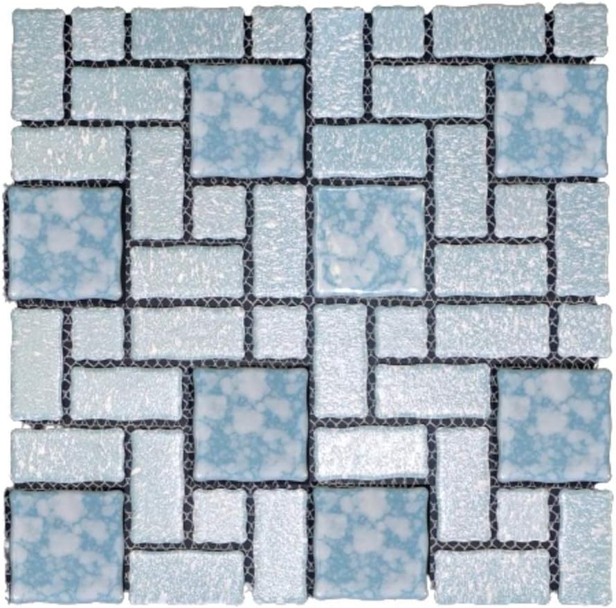 Wavy Rounded Patchwork Pattern Porcelain Mosaic Tile (Box of 10 Sheets) for Bathroom Floors and Walls and Kitchen Backsplash