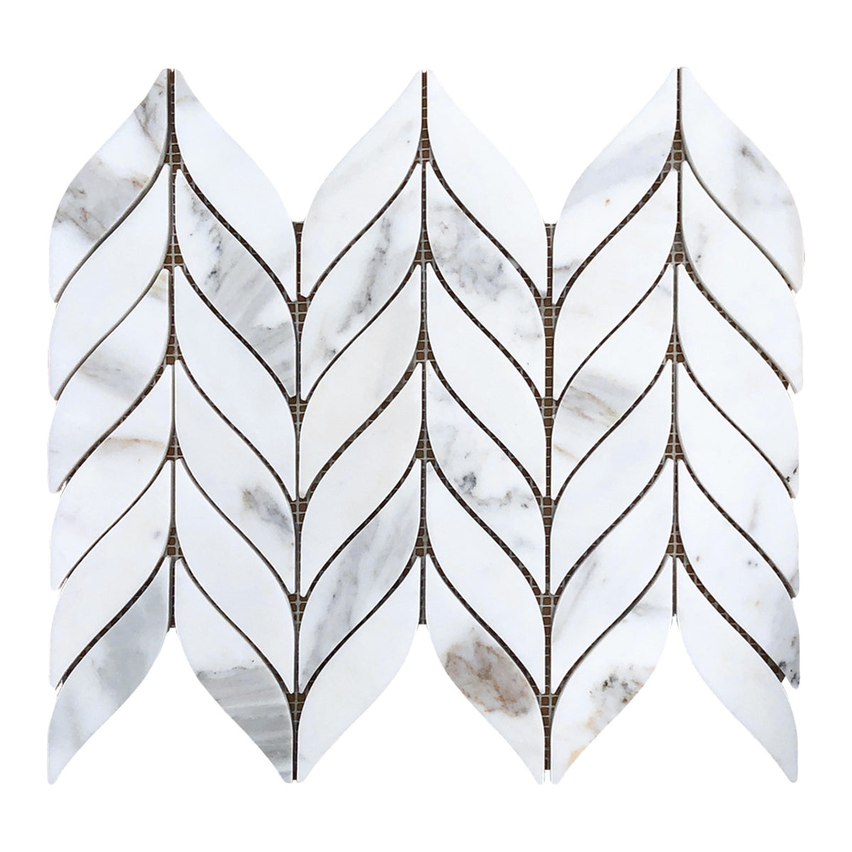 Calacatta Gold Italian Marble Leaf Shape Mosaic Tile Honed (Matte)