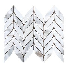 Calacatta Gold Italian Marble Leaf Shape Mosaic Tile Honed (Matte)