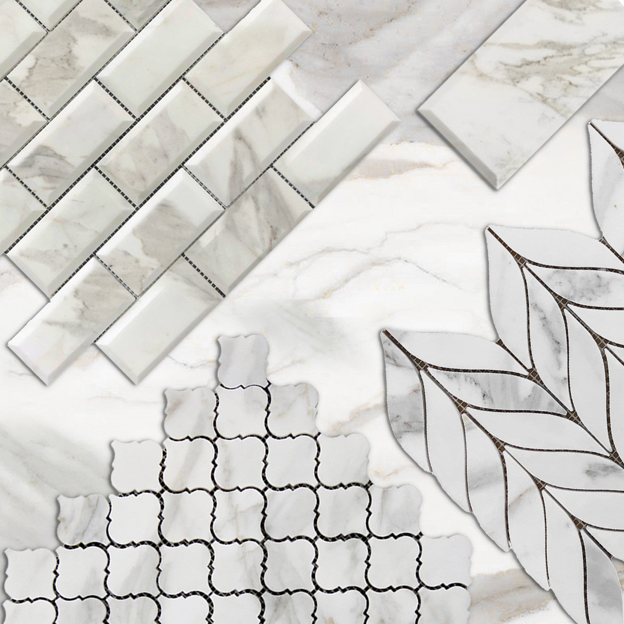 Calacatta Gold Italian Marble Leaf Shape Mosaic Tile Honed (Matte)
