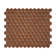 Caramel  1" Hexagon Matte Porcelain Mosaic Tile (5 Sheets)