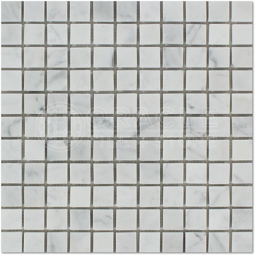 Carrara White Italian (Bianco Carrara) Marble Wall Floor Backsplash Tile 1x1 Polished