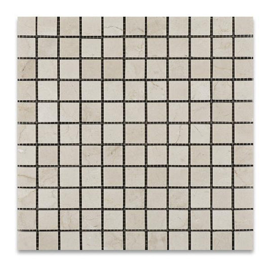 Tenedos Crema Marfil 1x1 Polished/Honed Mosaic Tile 1 pcs