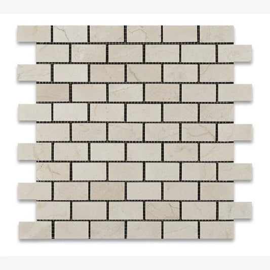 Crema Marfil 1x2 Polished/Honed Brick Mosaic Tile-1 piece