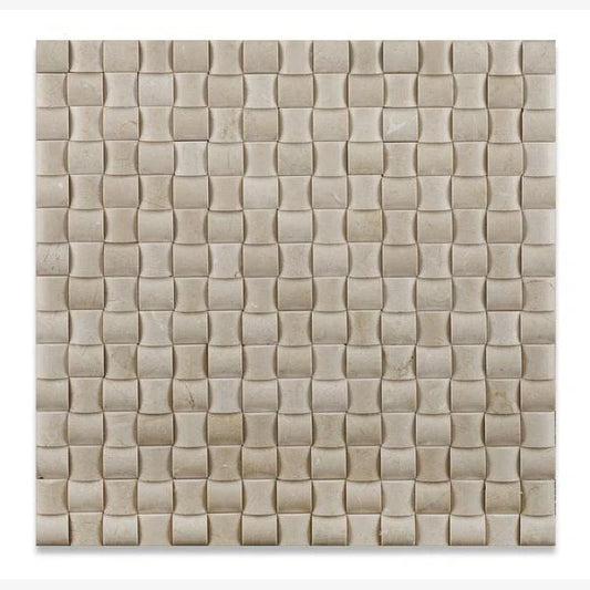 Tenedos Crema Marfil 3D Pillow Polished/Honed Mosaic Tile