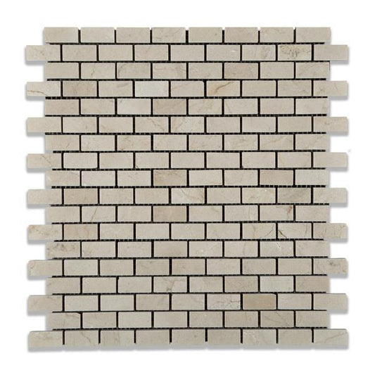 Crema Marfil Baby Brick Mosaic Tile Polished/Honed