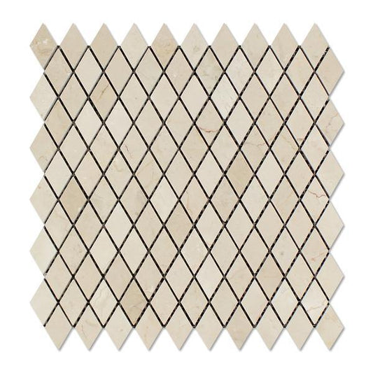Tenedos Crema Marfil Polished Diamond Mosaic Tile