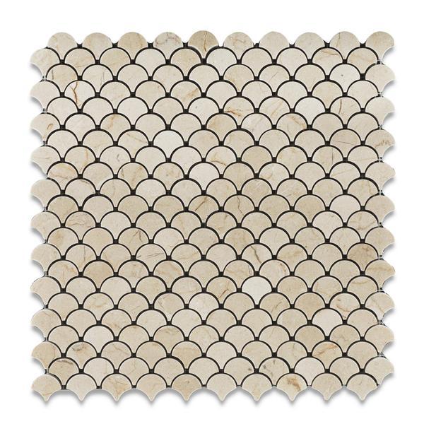 Crema Marfil Scallop Mosaic Tile Polished- 1 piece
