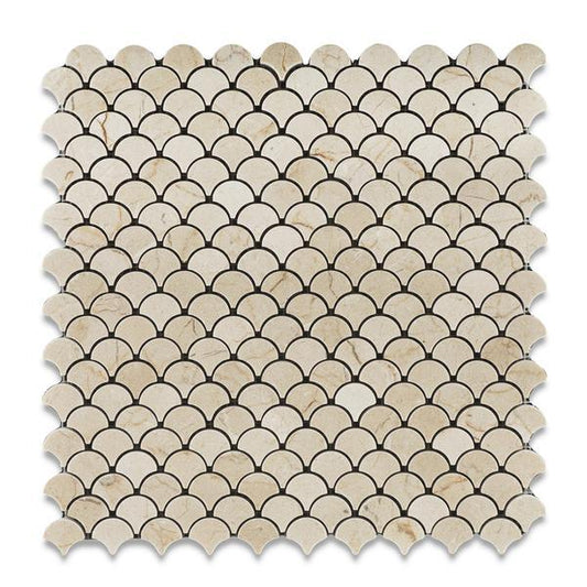 Crema Marfil Scallop Mosaic Tile Polished- 1 piece