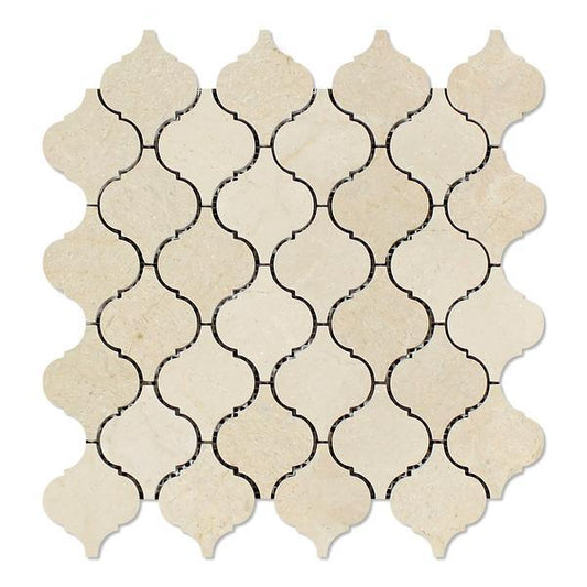 Crema Marfil Lantern Arabesque Mosaic Tile Polished- 1 piece