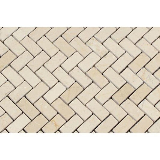 Crema Marfil Mini Herringbone Tile Polished- 1 piece