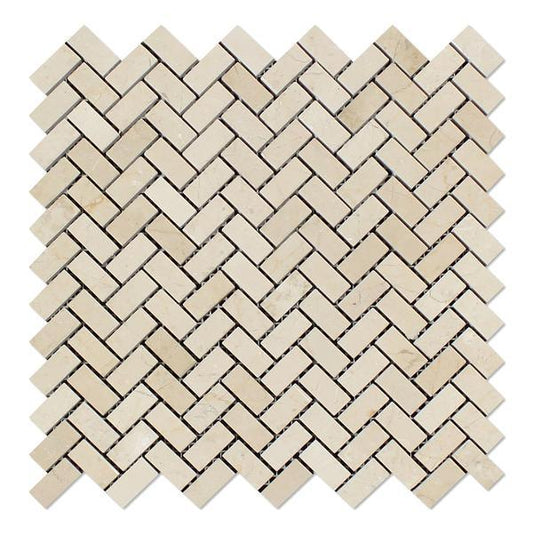 Crema Marfil Mini Herringbone Tile Polished- 1 piece